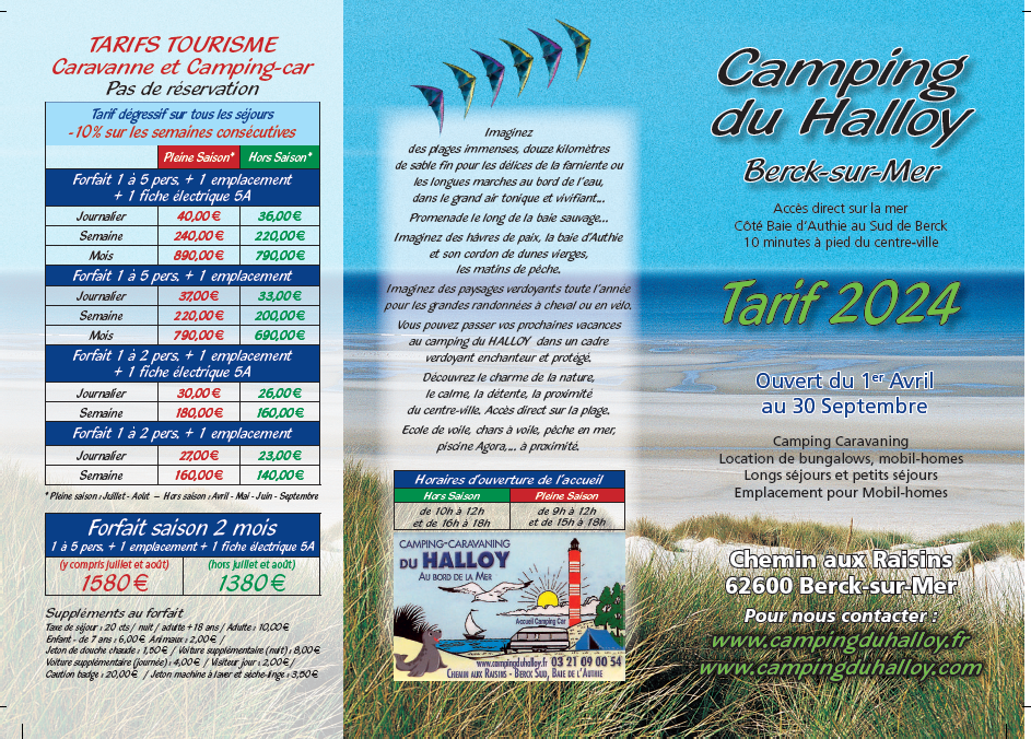 tarif des emplacement camping du halloy