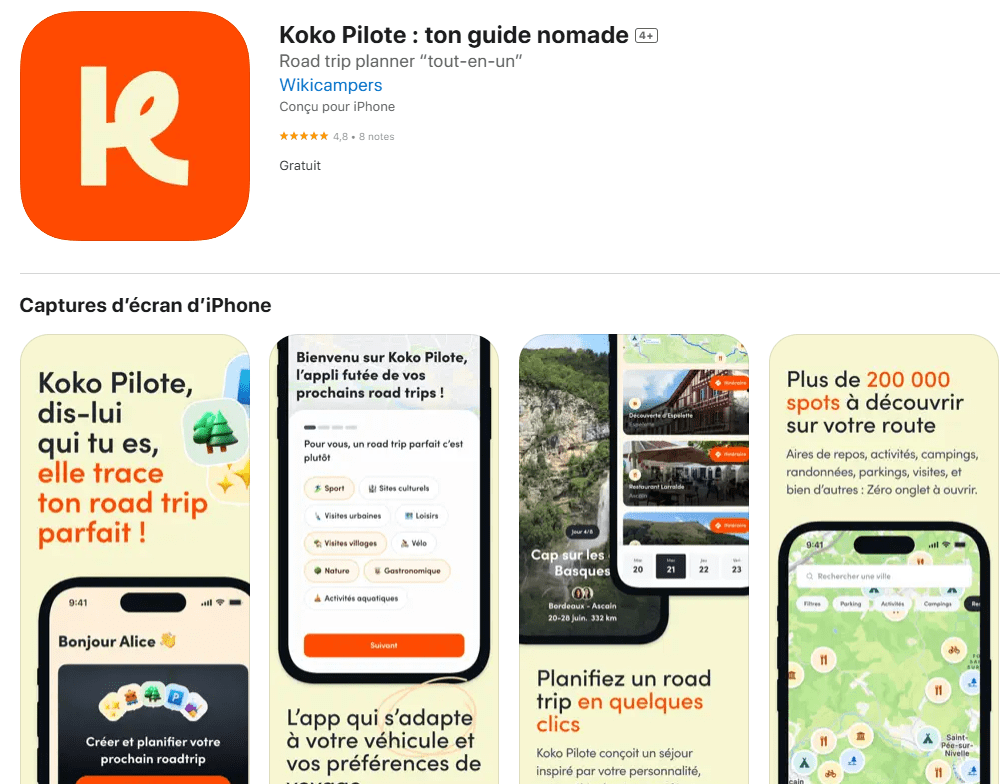 application de voyage pour spot en van et camping car