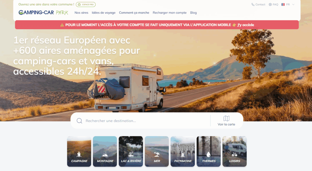 aire de camping car référencé et viabilisé payante
