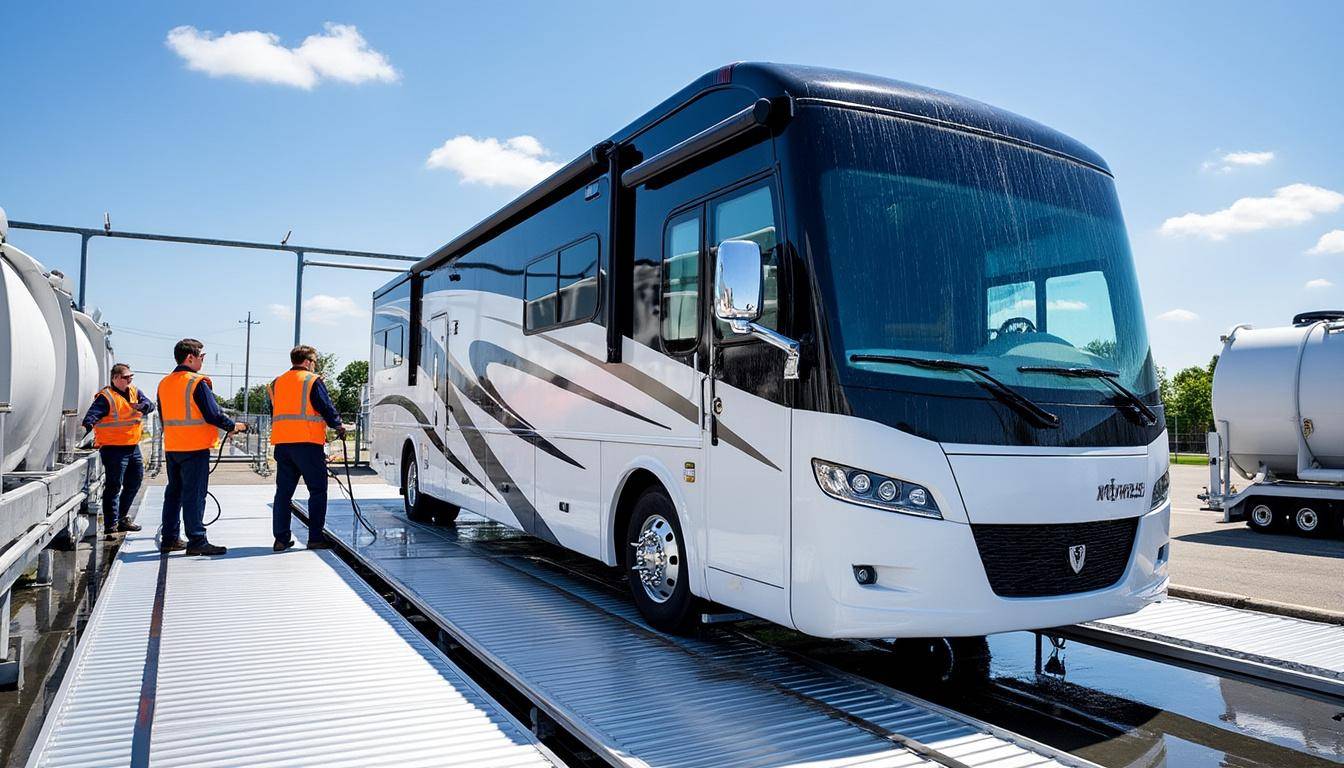 découvrez notre station de lavage équipée d'une passerelle, idéale pour nettoyer facilement votre camping-car. profitez d'un espace pratique et sécurisé pour un lavage complet et efficace de votre véhicule de loisirs.