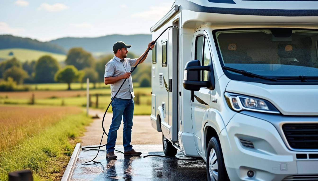 découvrez notre station de lavage équipée d'une passerelle spécialement conçue pour le nettoyage facile et sécurisé de votre camping-car. accès pratique, équipements modernes et service rapide.
