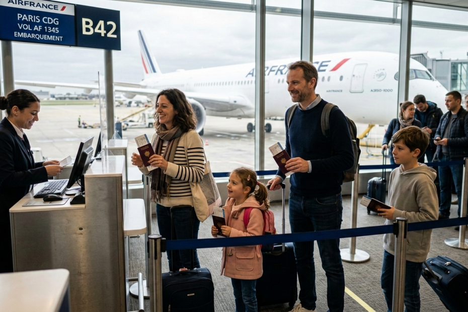 famille embarquement avec air france