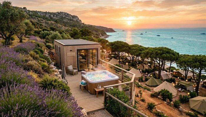 Tente face mer ou colline sauvage: choisissez votre emplacement idéal et craquez pour un mobil-home avec jacuzzi privatif au Sud de la France